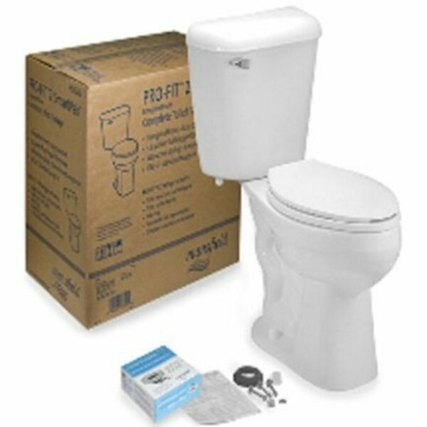 B & K Mansfield Profit Complete Toilet Kit, Elongated Bowl, 1.6 gpf Flush, 12in Rough-In, Vitreous China, Wht 135CTK